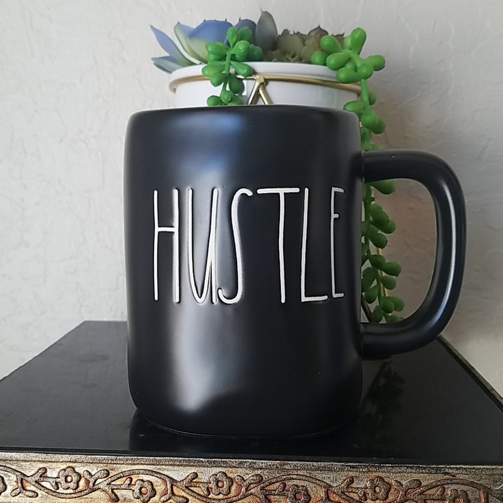 Rae Dunn Hustle Black Mug New